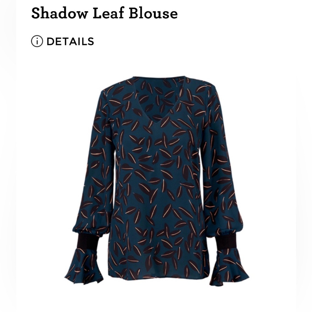 Teal Shadow Leaf Print Blouse
